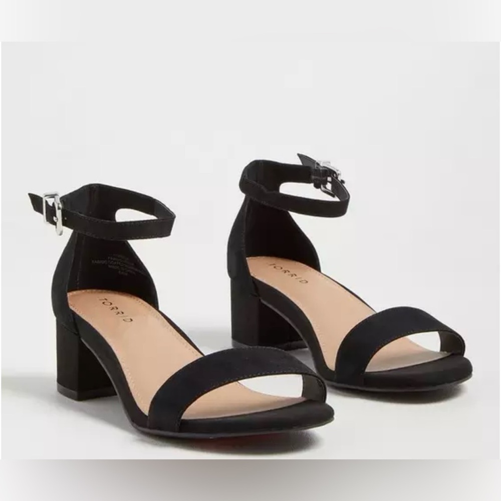 Torrid Black Ankle Strap Block Heel Sandals